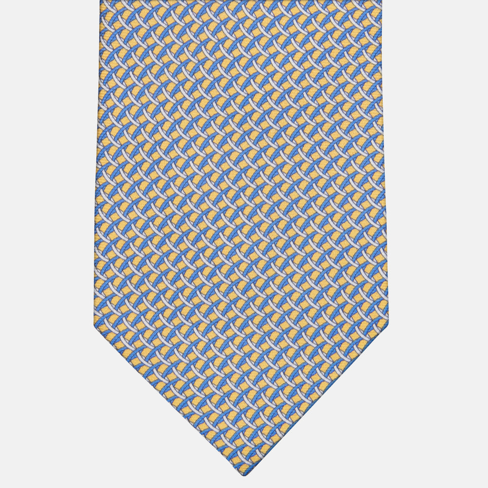 3-fold Tie in Geometric Pattern Silk Yellow - M48653