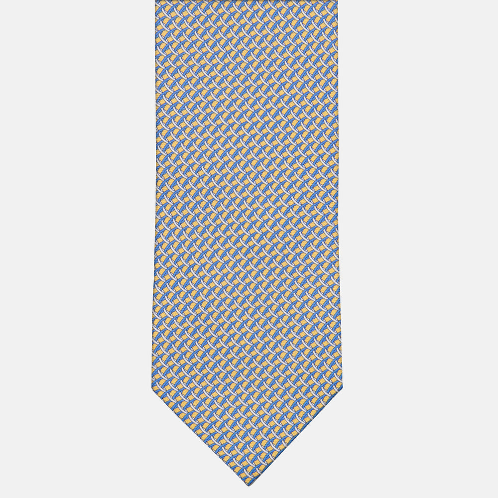 3-fold Tie in Geometric Pattern Silk Yellow - M48653