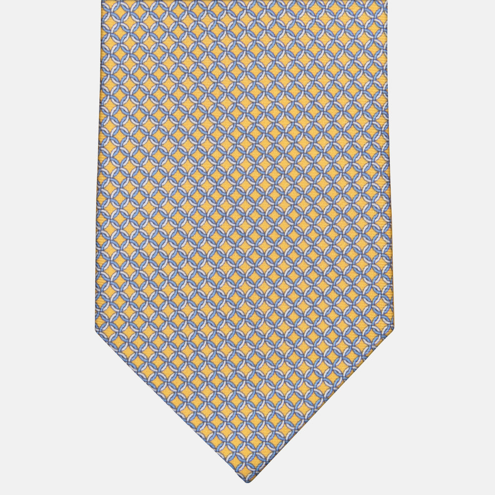 3-fold Tie in Silk with Linked Pattern Yellow-M49147