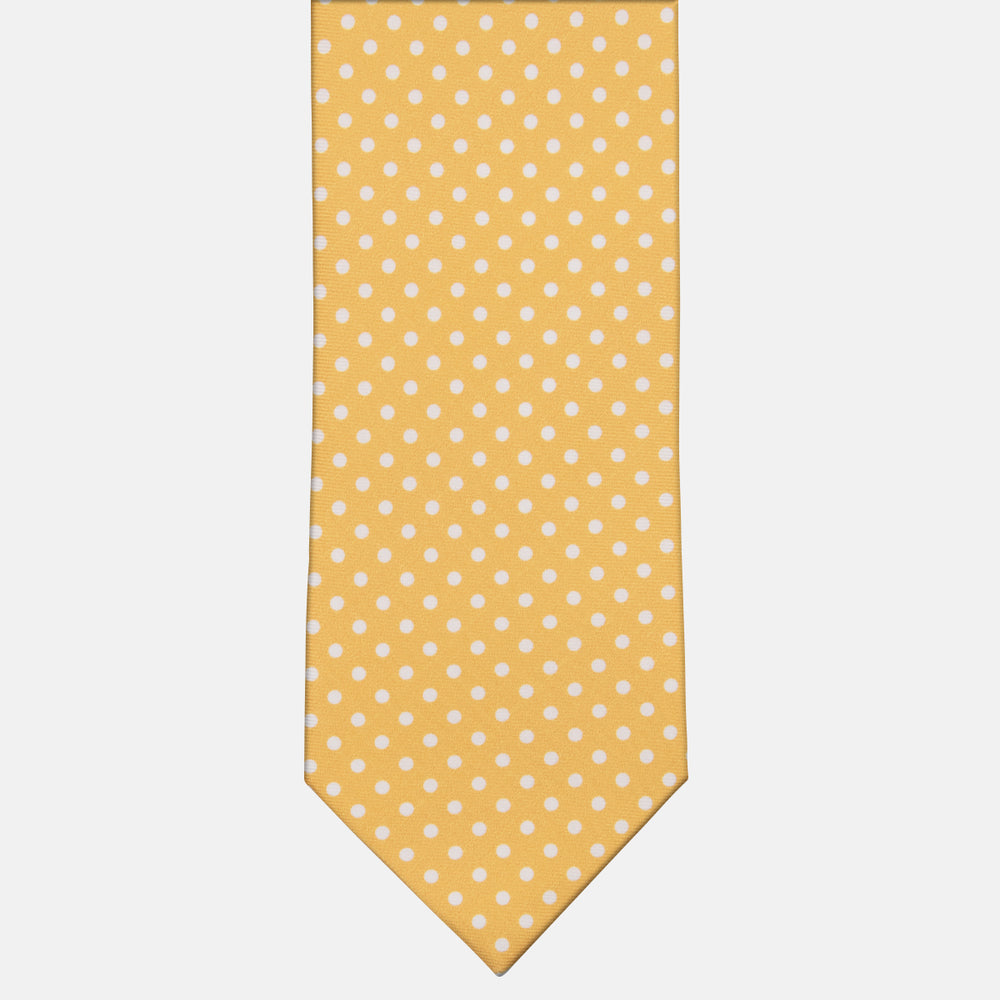3-fold Tie in Silk with Yellow Polka Dot Pattern - M6847
