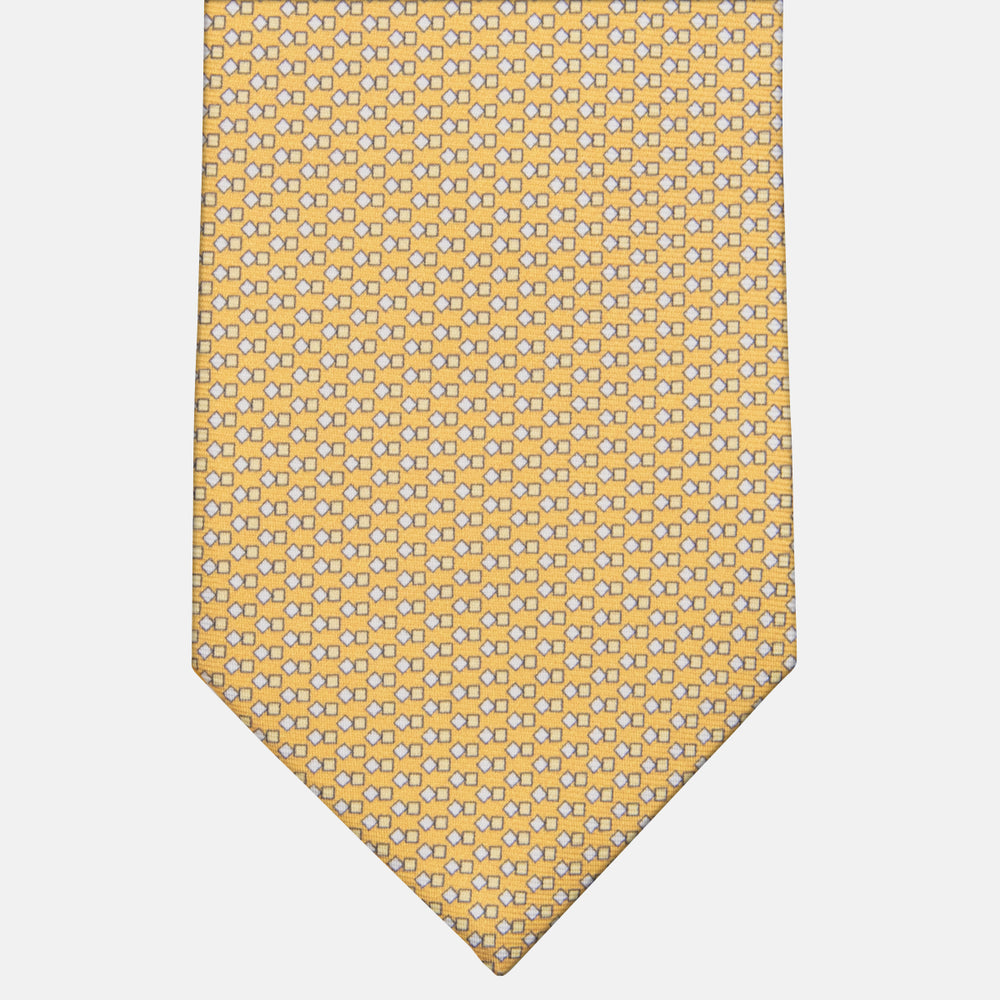 3-fold Tie in Silk Geometric Pattern Yellow - M49800