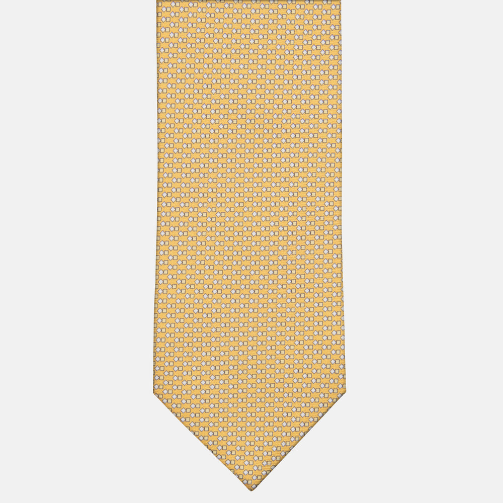 3-fold Tie in Silk Geometric Pattern Yellow - M49800