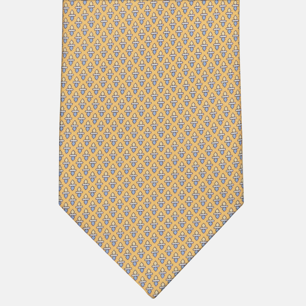 3-fold Silk Tie Geometric Pattern Yellow - M48651
