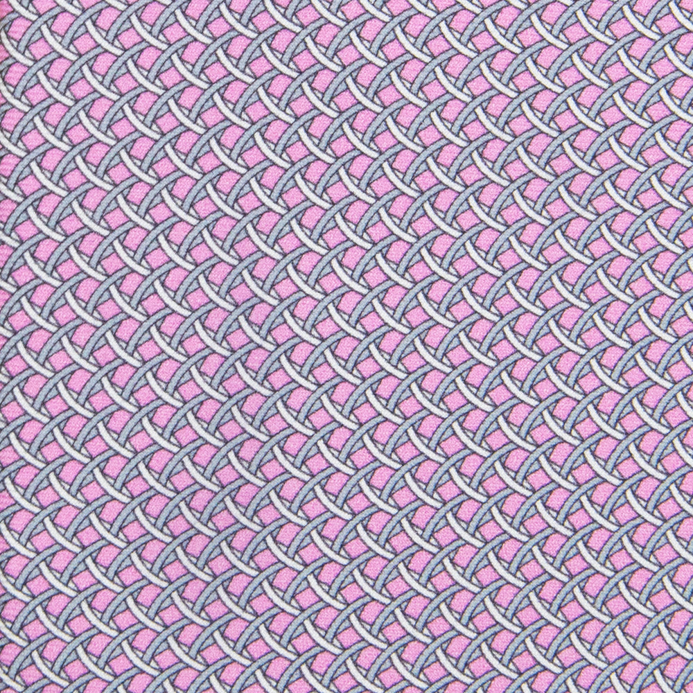 3-fold Silk Tie with Geometric Pattern in Pink - M48653