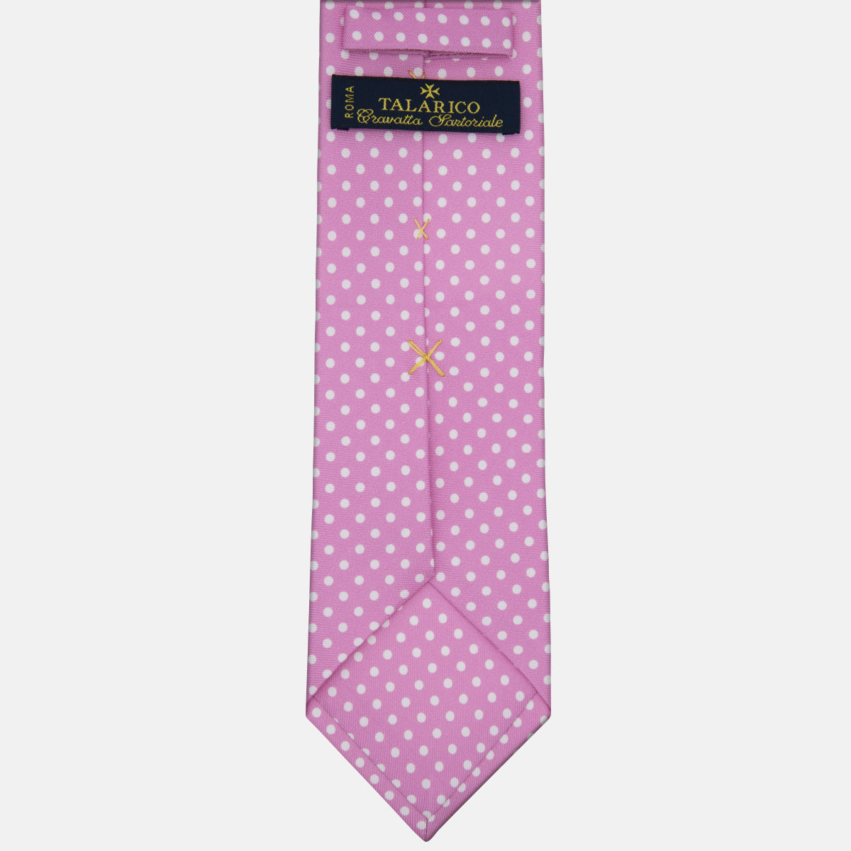 3-fold Silk Tie with Pink Polka Dot Pattern - M6847