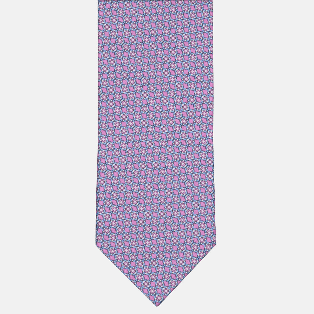 3-Fold Silk Tie with Geometric Pattern Pink - M34305