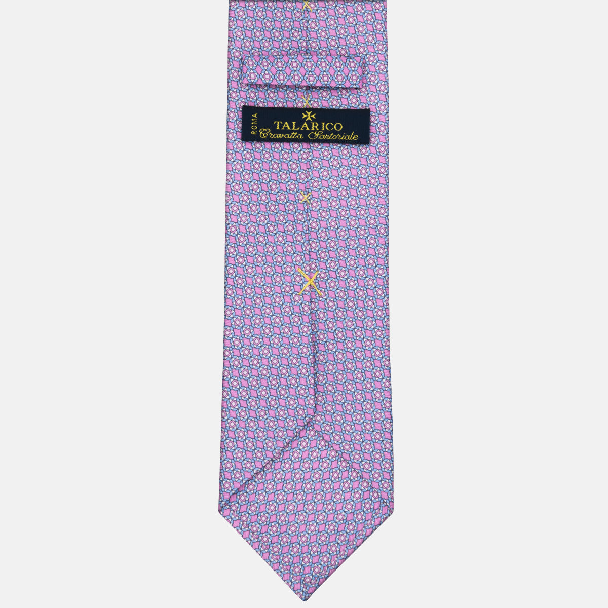 3-Fold Silk Tie with Geometric Pattern Pink - M34305