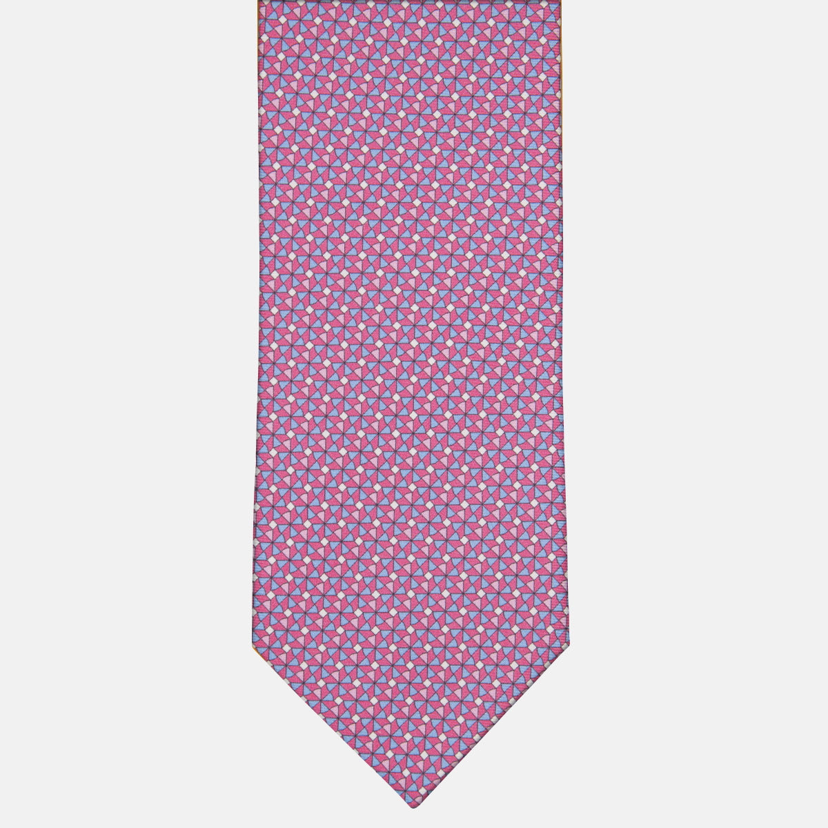 Dark Pink Geometric Pattern Silk 3 Fold Tie-M50028