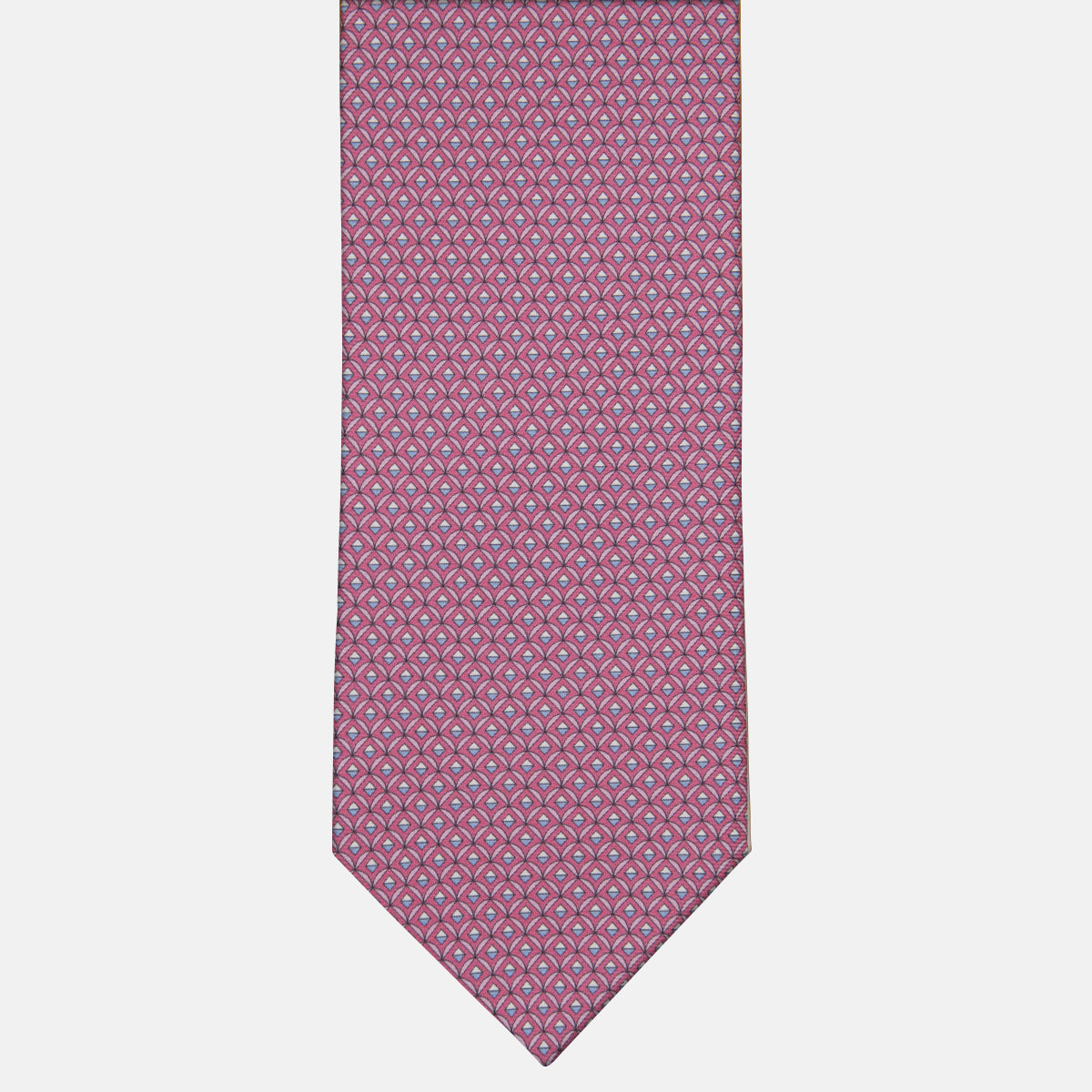 3-fold Silk Tie Geometric Pattern Light Blue Pink - MAO8457