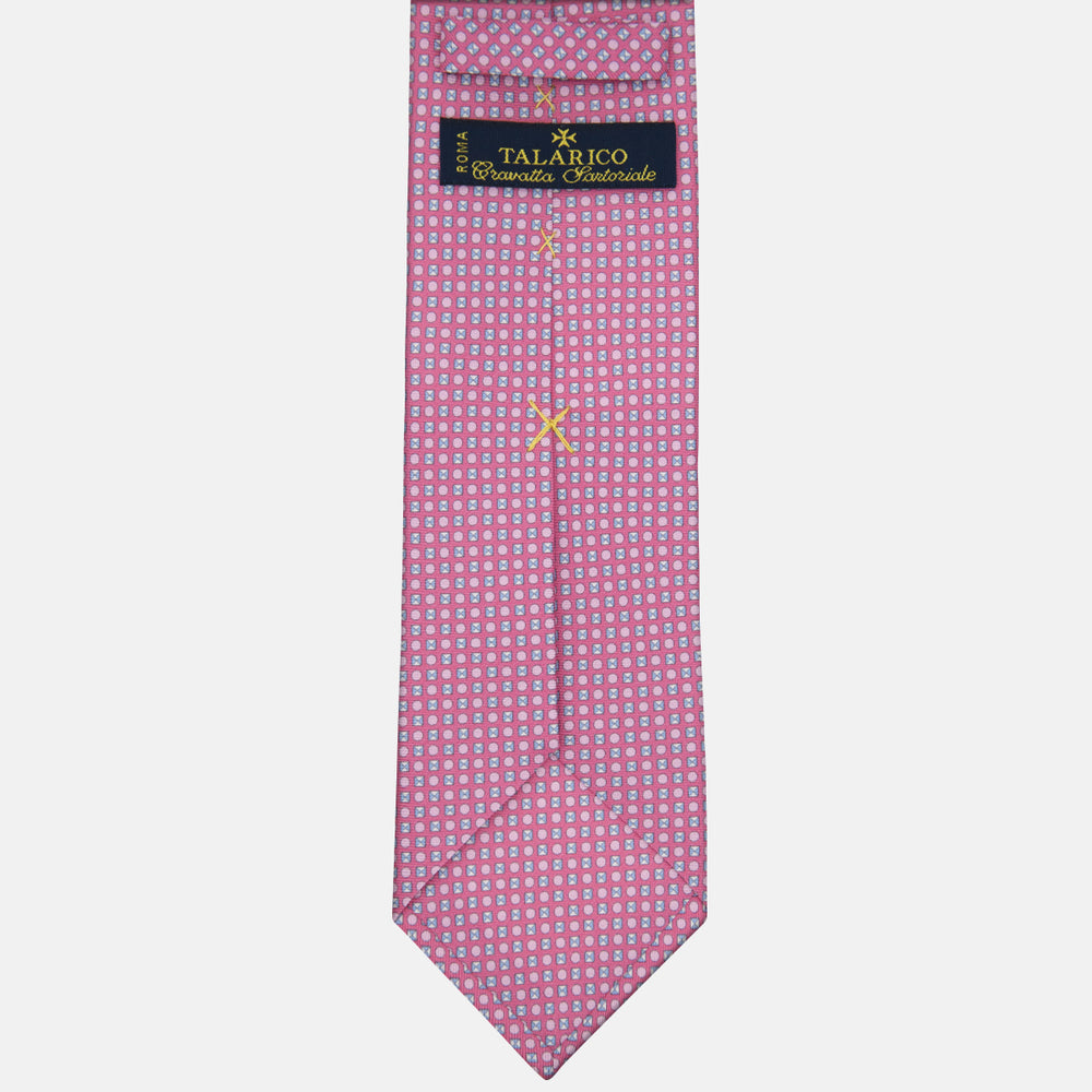 3-fold Tie in Dark Pink Geometric Pattern Silk - M50003