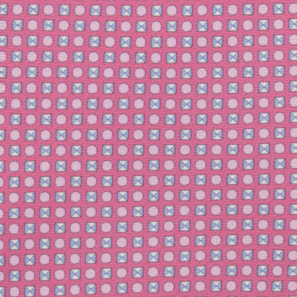 3-fold Tie in Dark Pink Geometric Pattern Silk - M50003