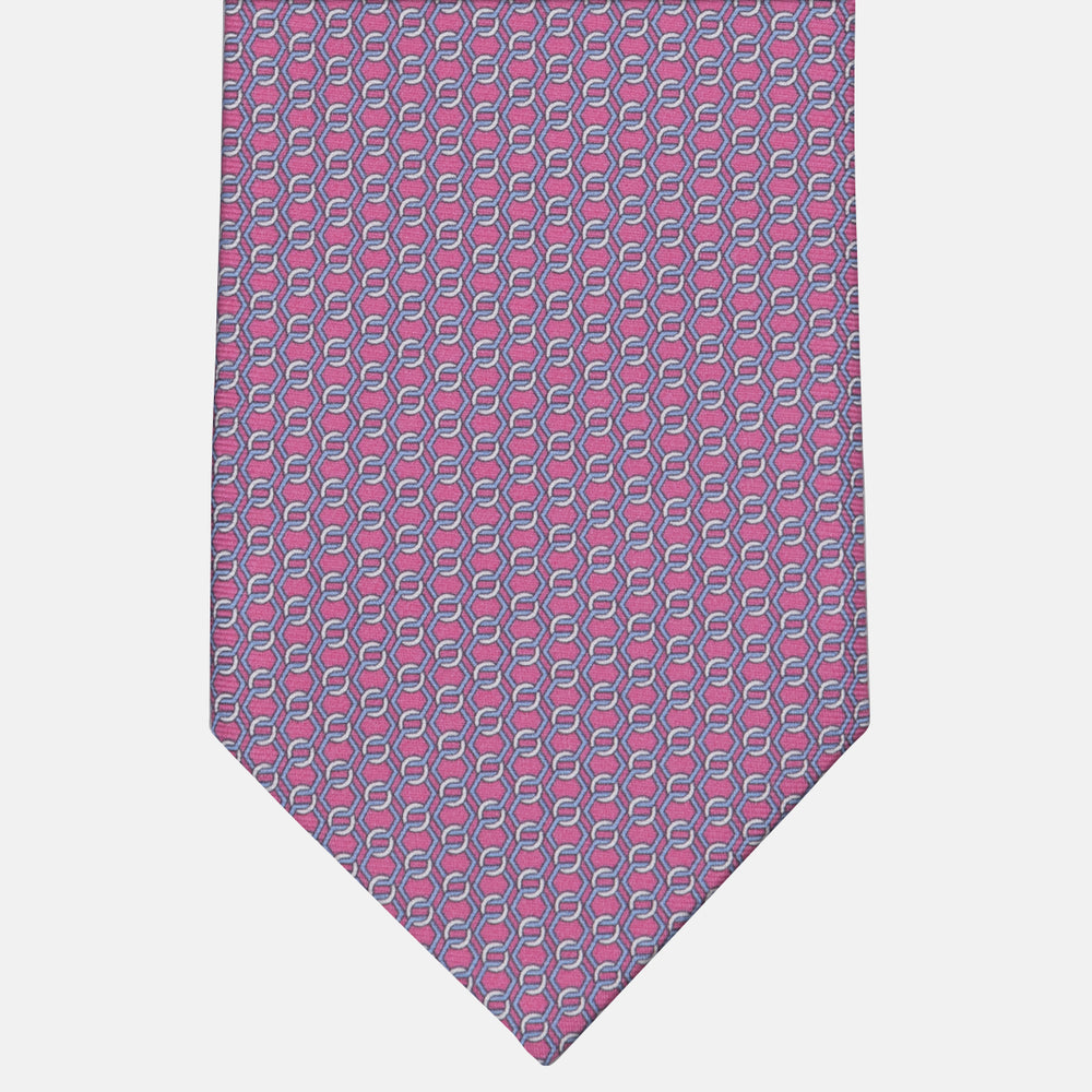 3-fold Tie in Dark Pink Patterned Silk - MO8468