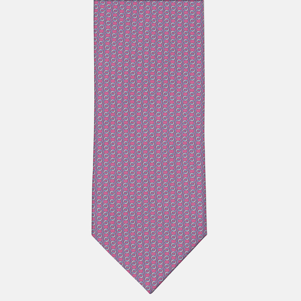 3-fold Tie in Dark Pink Patterned Silk - MO8468