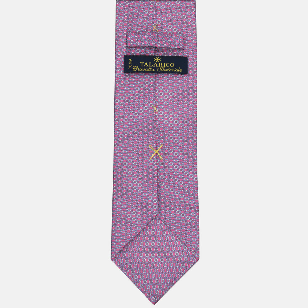 3-fold Tie in Dark Pink Patterned Silk - MO8468