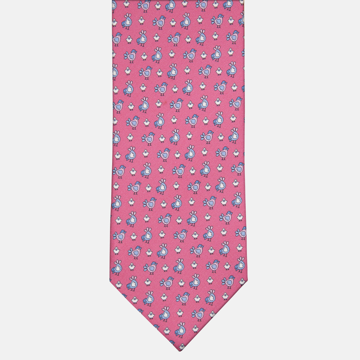 Dark Pink Chicks Pattern 3-Fold Silk Tie - M55268
