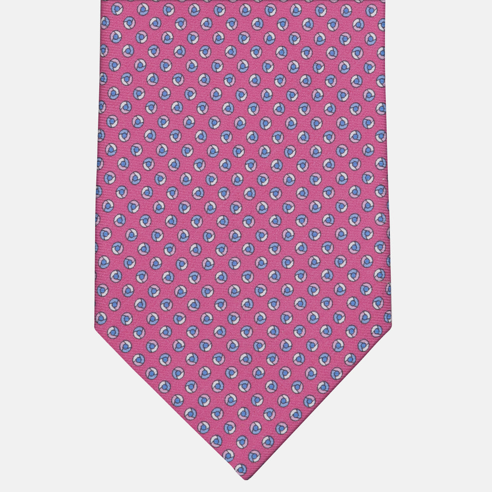 3-fold Tie in Silk Geometric Pattern Dark Pink - M50004