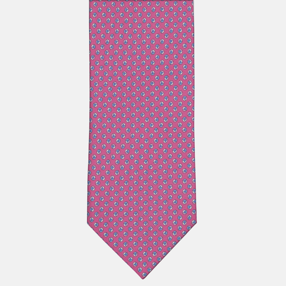 3-fold Tie in Silk Geometric Pattern Dark Pink - M50004