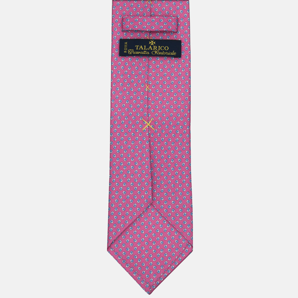 3-fold Tie in Silk Geometric Pattern Dark Pink - M50004