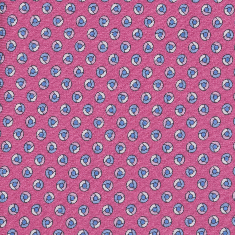 3-fold Tie in Silk Geometric Pattern Dark Pink - M50004