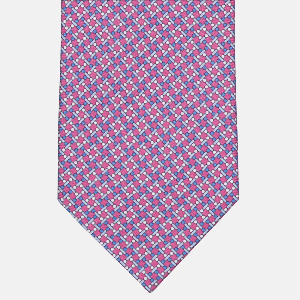 3-fold Tie in Dark Pink Geometric Pattern Silk - M49154