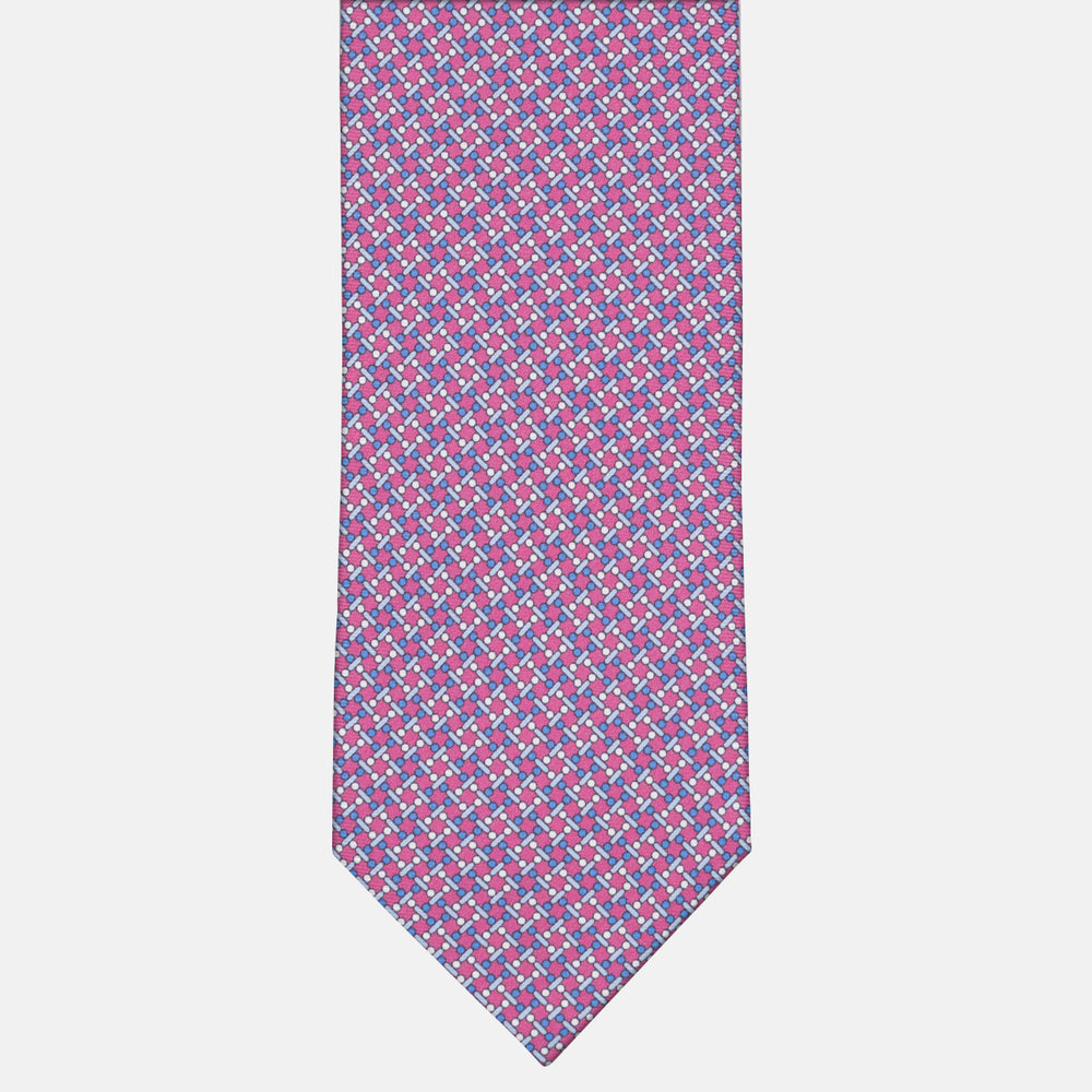 3-fold Tie in Dark Pink Geometric Pattern Silk - M49154