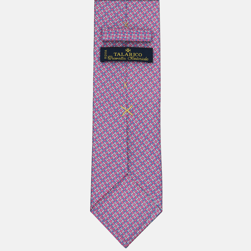 3-fold Tie in Dark Pink Geometric Pattern Silk - M49154