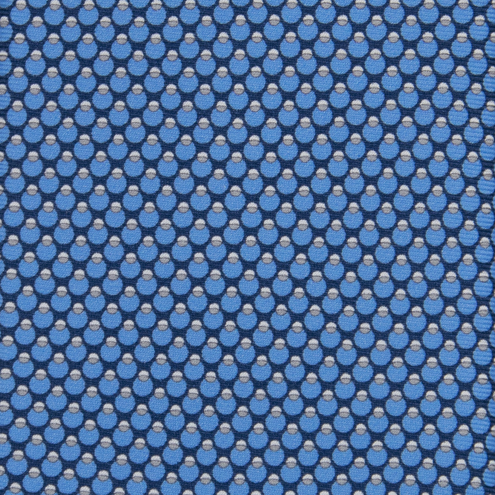 3-fold Tie in Geometric Pattern Blue Gray Silk - M34305