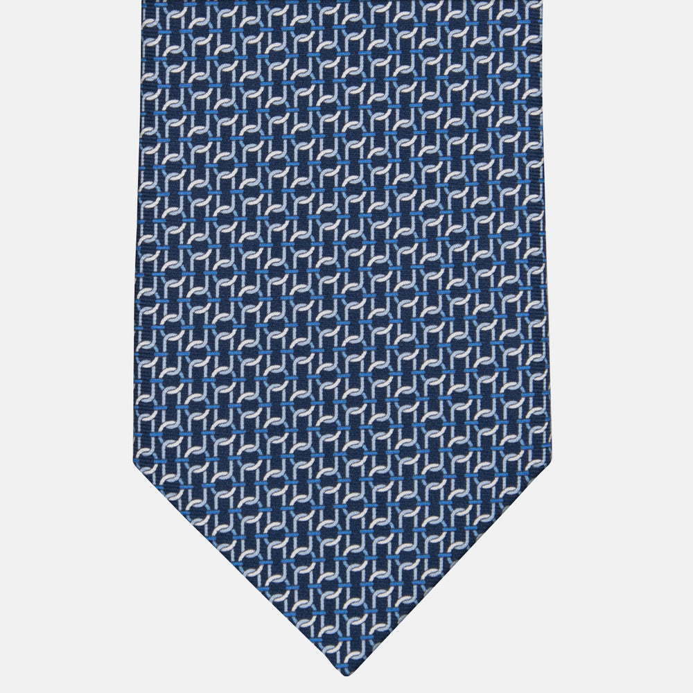 3-fold Tie in Patterned Silk Blue Sky - M49153