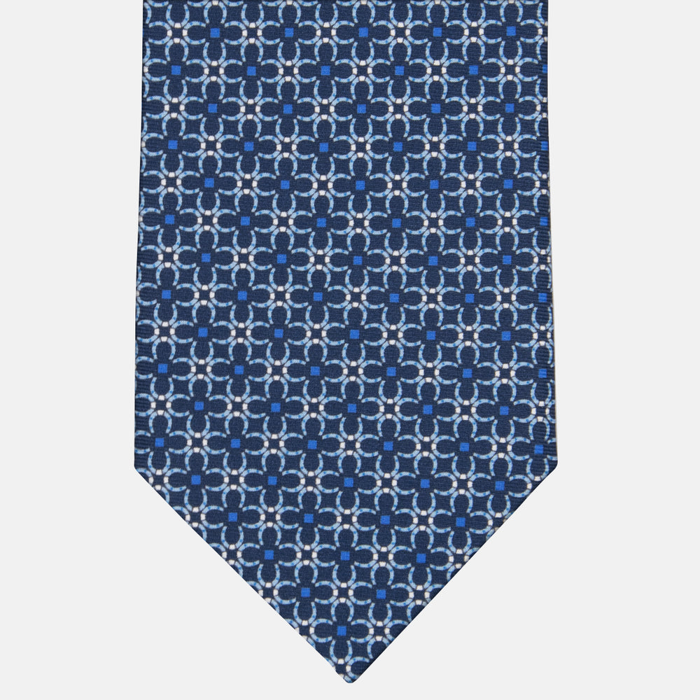 3-fold Tie in Floral Pattern Light Blue Silk - MA164
