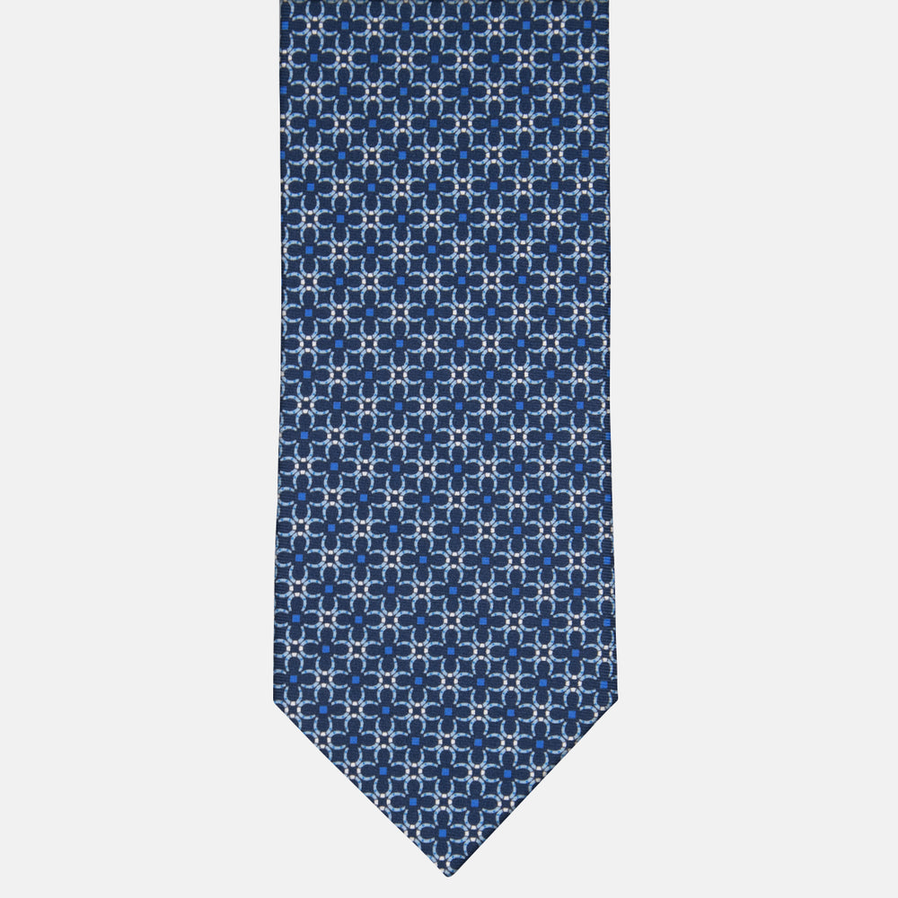 3-fold Tie in Floral Pattern Light Blue Silk - MA164