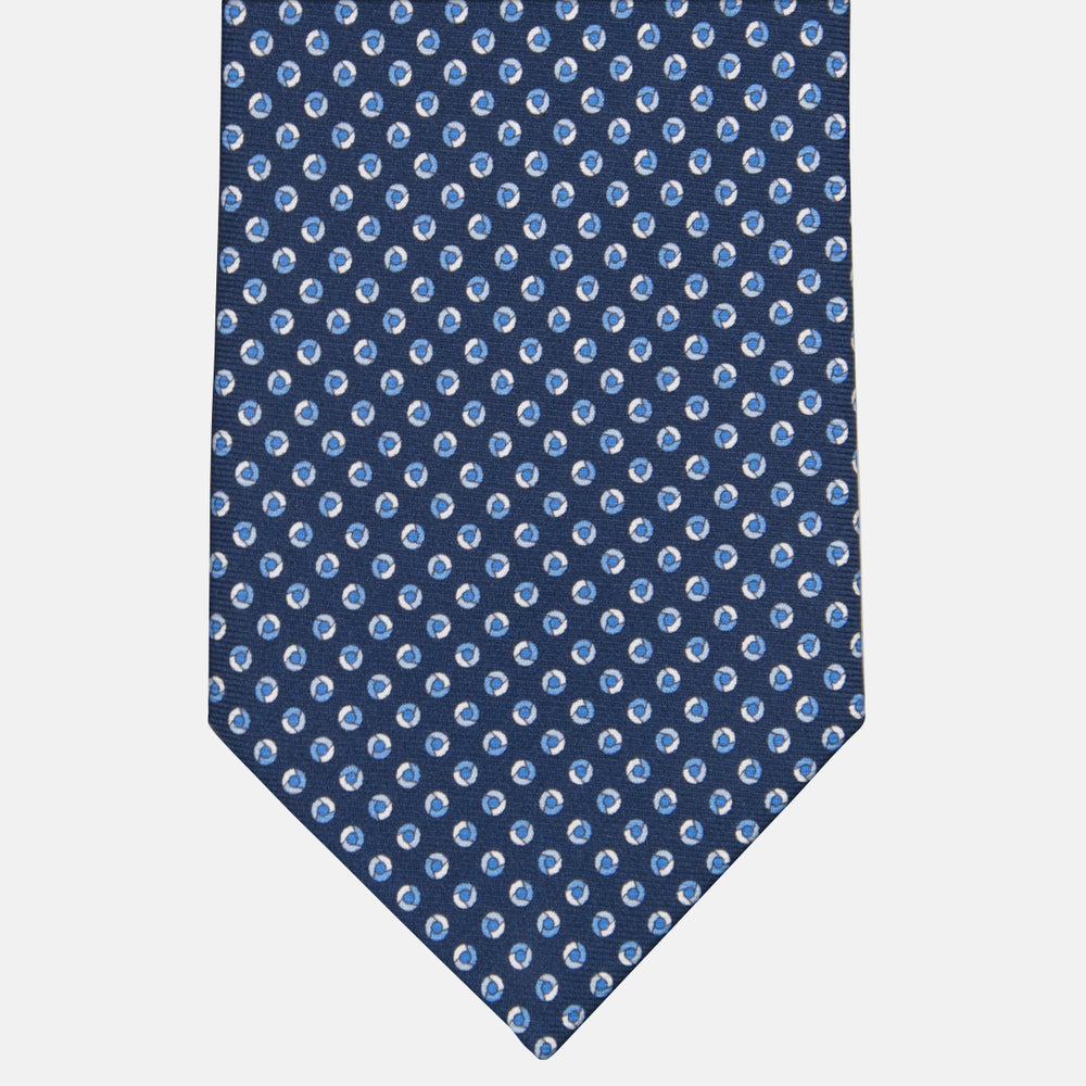3-fold Tie in Geometric Pattern Light Blue Silk - M50004