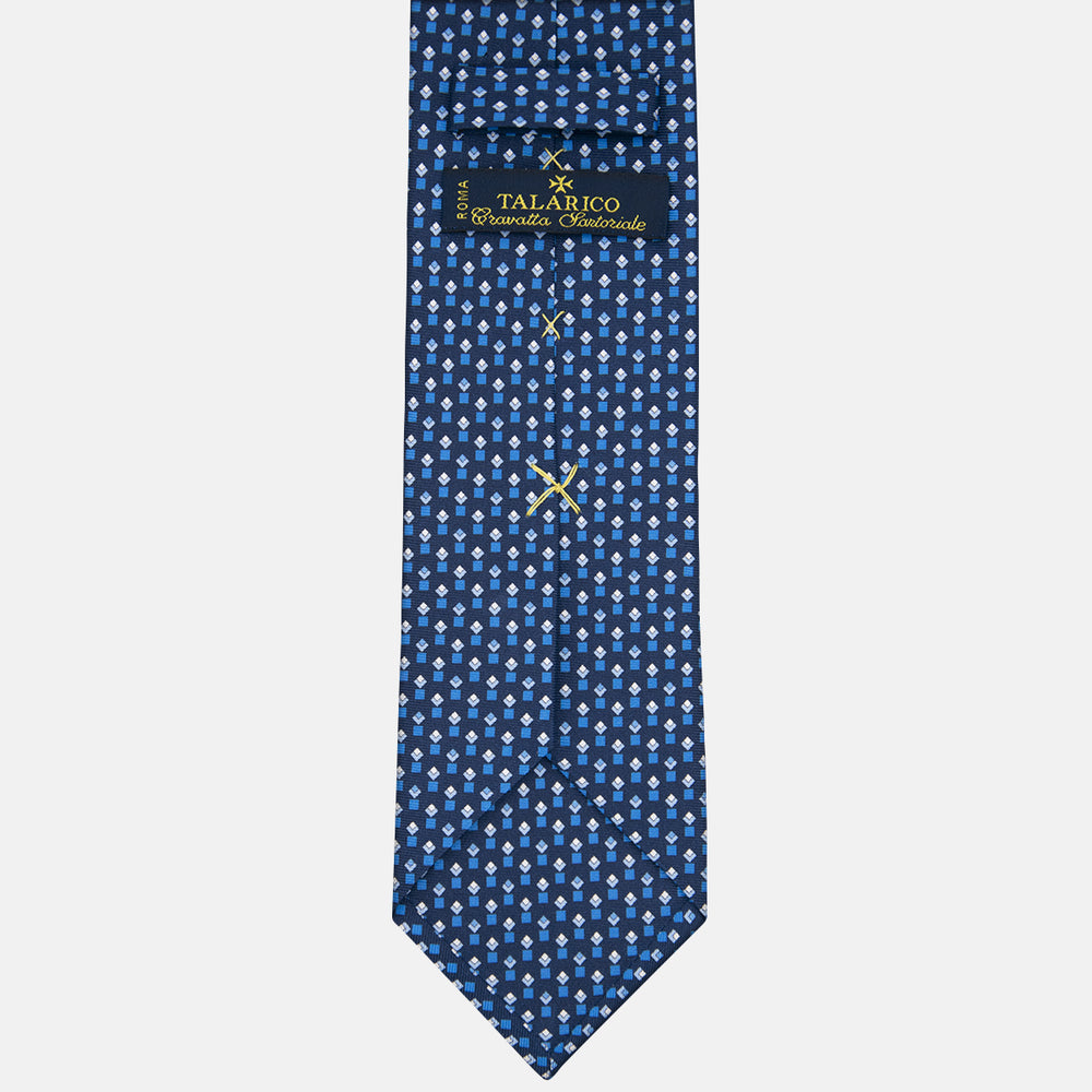 3-fold Tie in Geometric Pattern Light Blue Silk - M34186