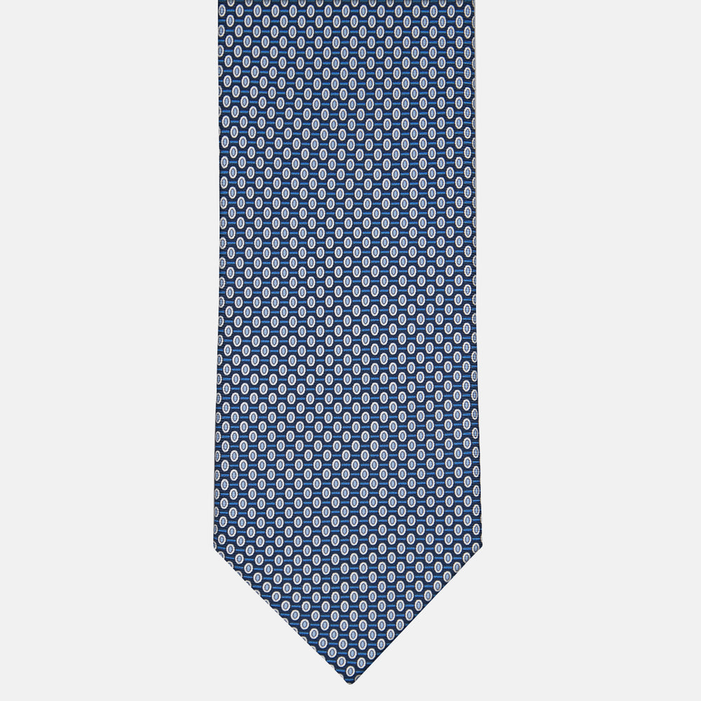 3-fold Tie in Geometric Pattern Light Blue Silk - M50023