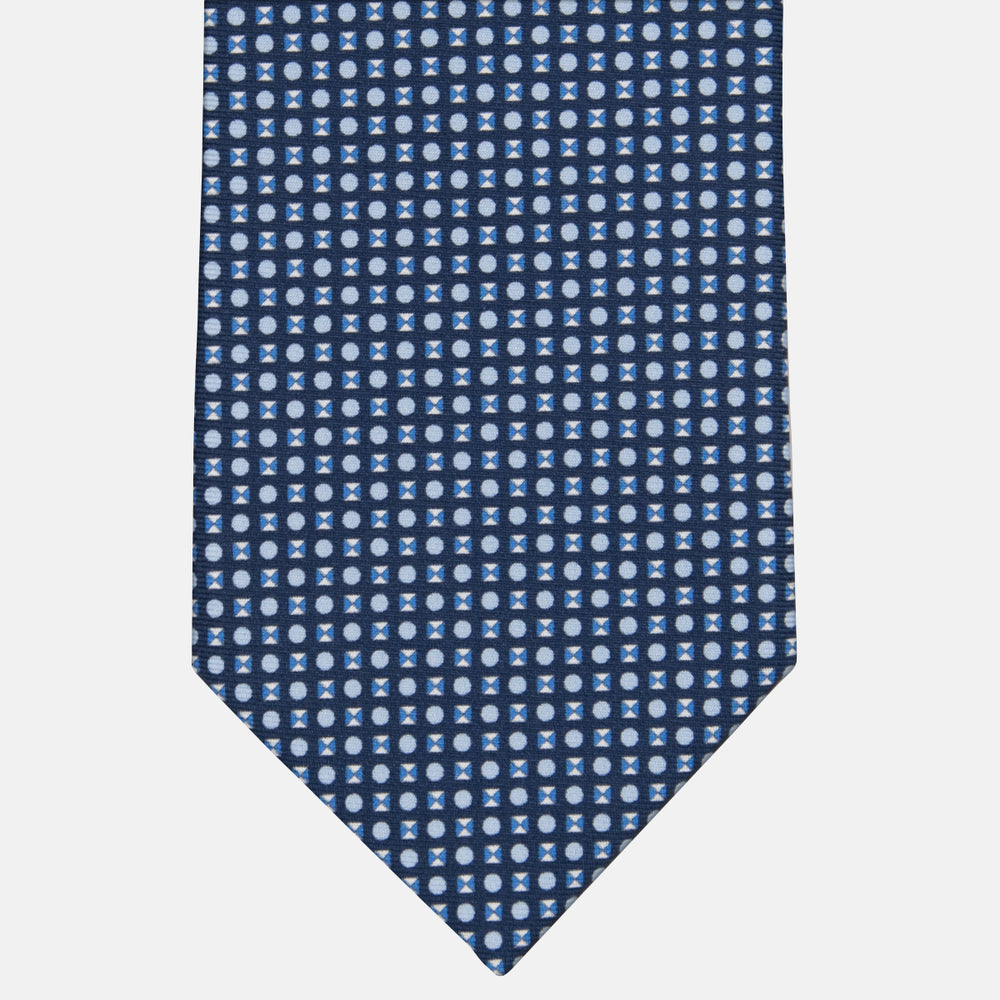 3-fold Tie in Geometric Pattern Light Blue Silk - M50003