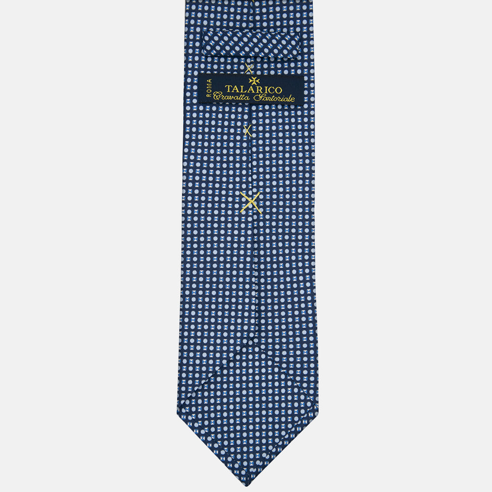 3-fold Tie in Geometric Pattern Light Blue Silk - M50003