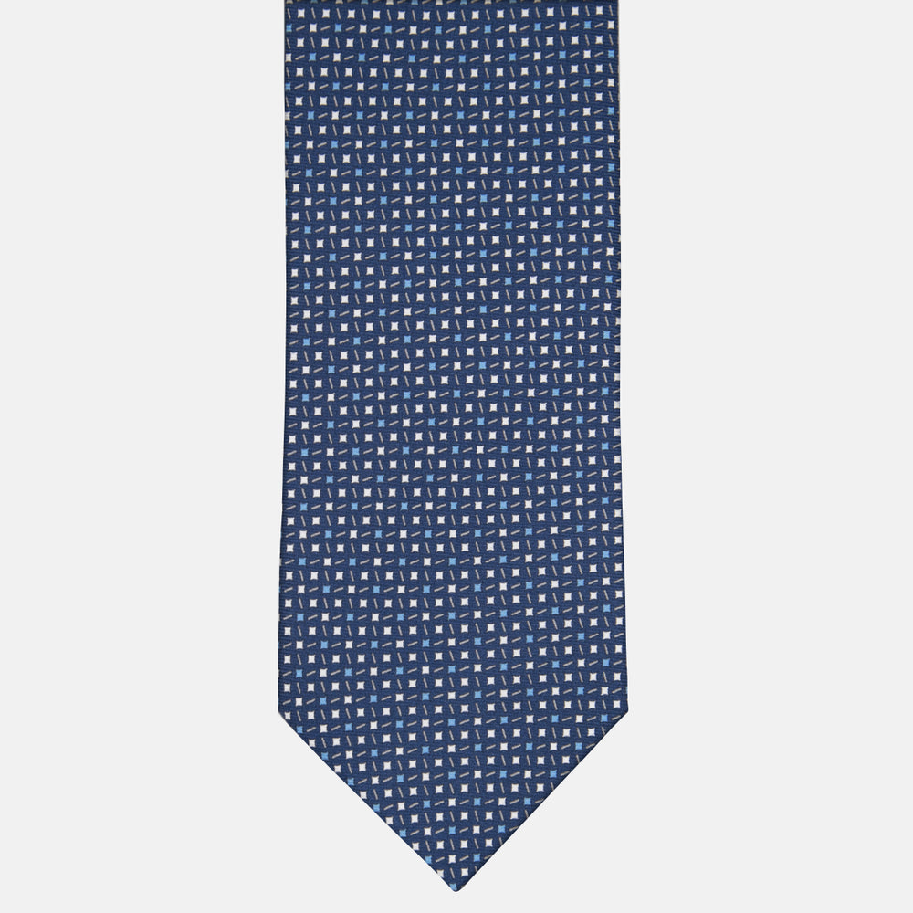 3-fold Tie in Geometric Pattern Light Blue Silk - M48652