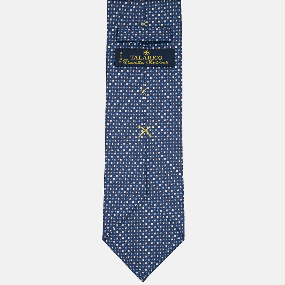 3-fold Tie in Geometric Pattern Light Blue Silk - M48652
