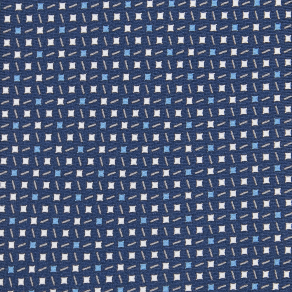 3-fold Tie in Geometric Pattern Light Blue Silk - M48652