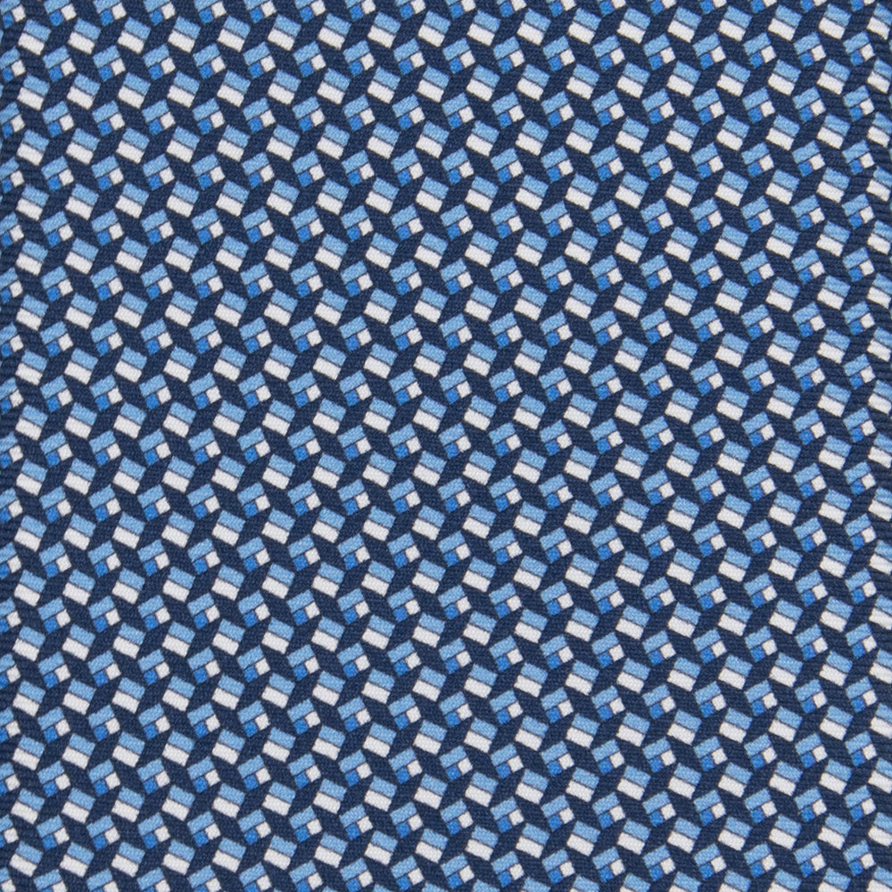 3-fold Tie in Geometric Pattern Light Blue Silk - M50027