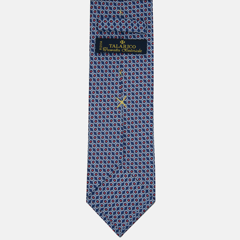 3-fold Tie in Floral Pattern Silk Blue Red-M49150