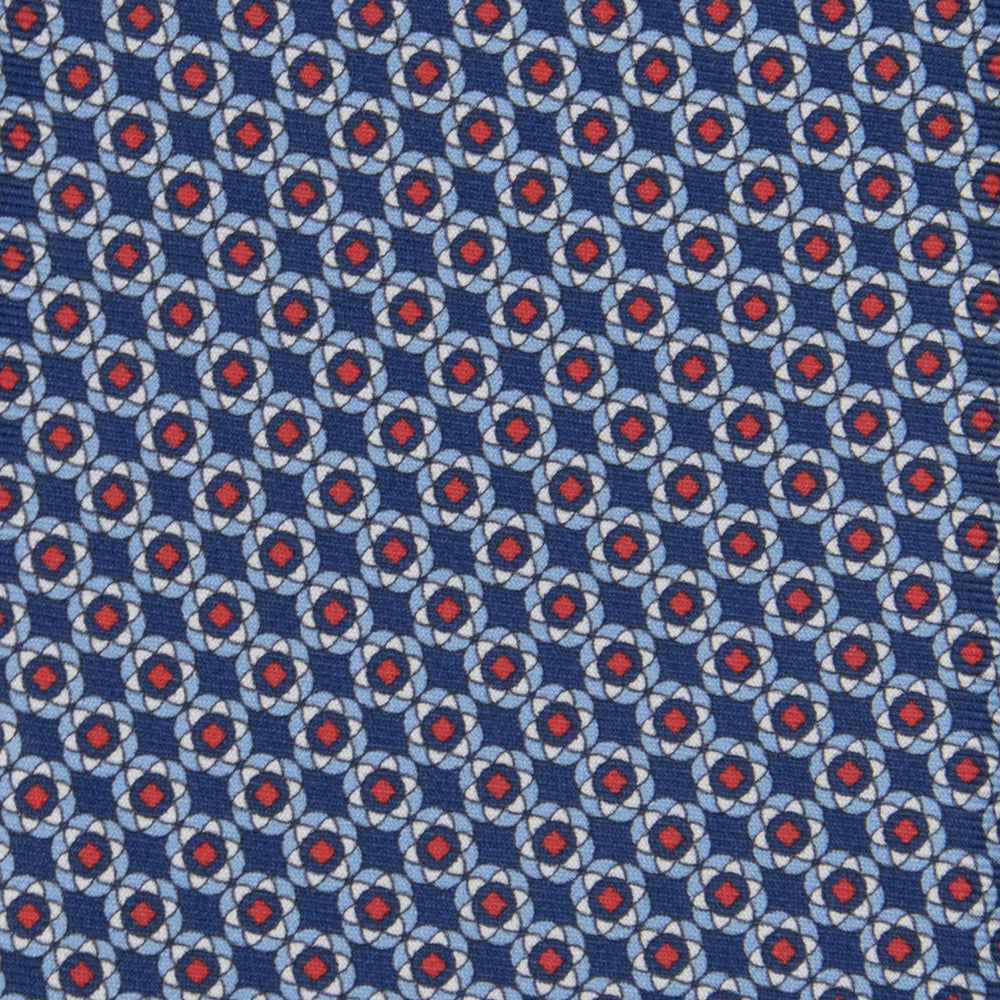 3-fold Tie in Floral Pattern Silk Blue Red-M49150
