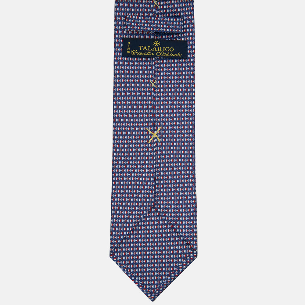 3-fold Tie in Silk Geometric Pattern Blue Red - M48758