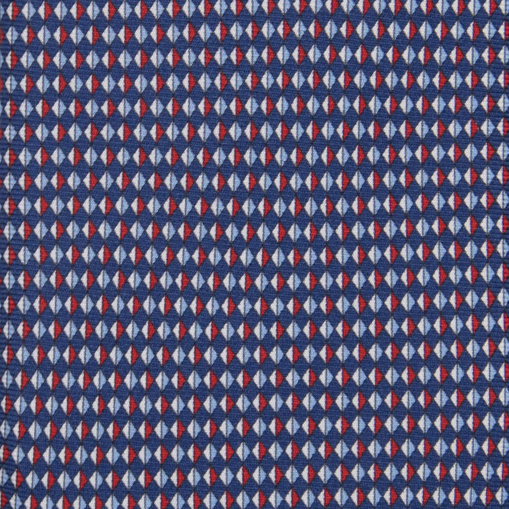 3-fold Tie in Silk Geometric Pattern Blue Red - M48758