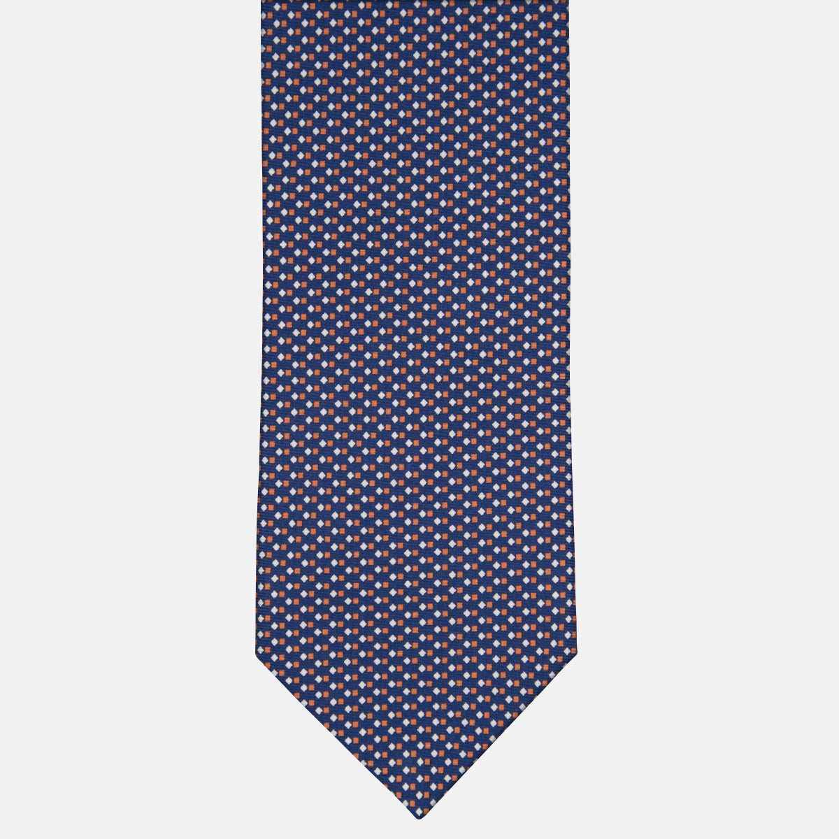 3-fold Silk Tie with Blue and Orange Polka Dot Pattern - M49800