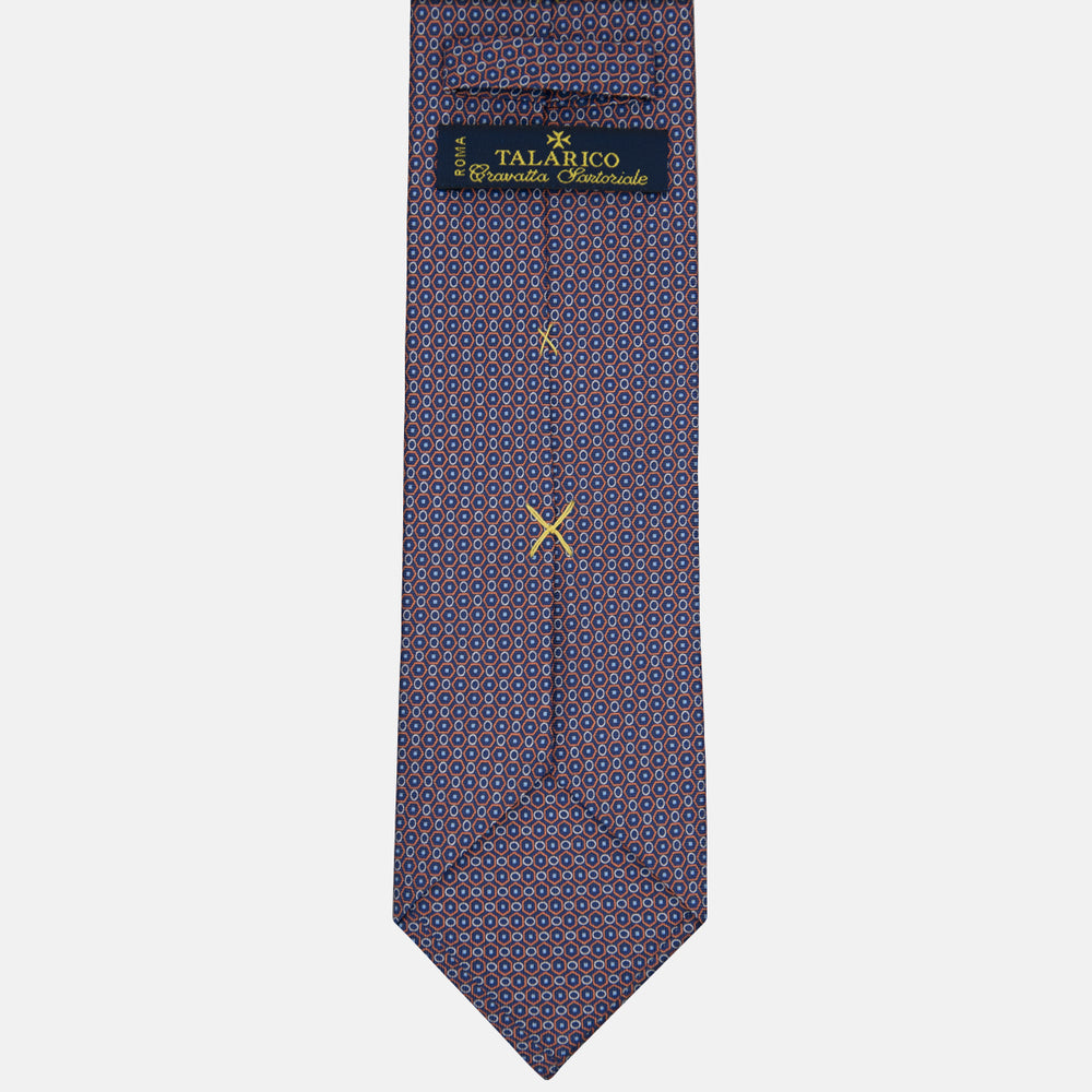 3-fold Tie in Geometric Pattern Blue Orange - MO9274