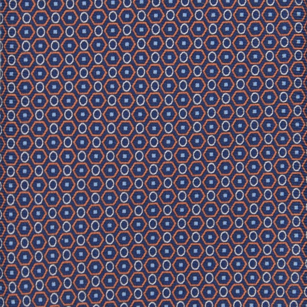 3-fold Tie in Geometric Pattern Blue Orange - MO9274