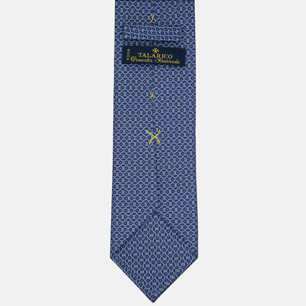 3-fold Tie in Silk with Blue Orange Linked Pattern - MO9962