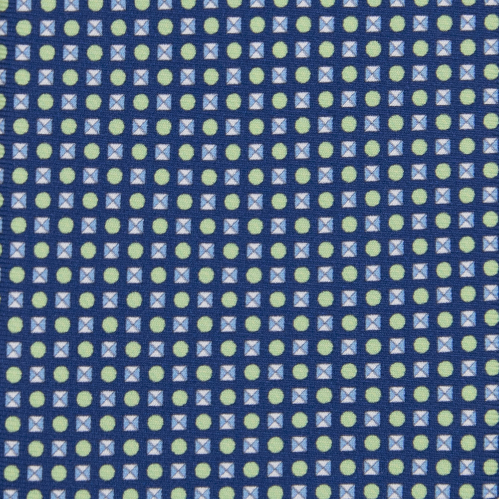 3-fold Tie in Geometric Pattern Blue Green Silk - M50003
