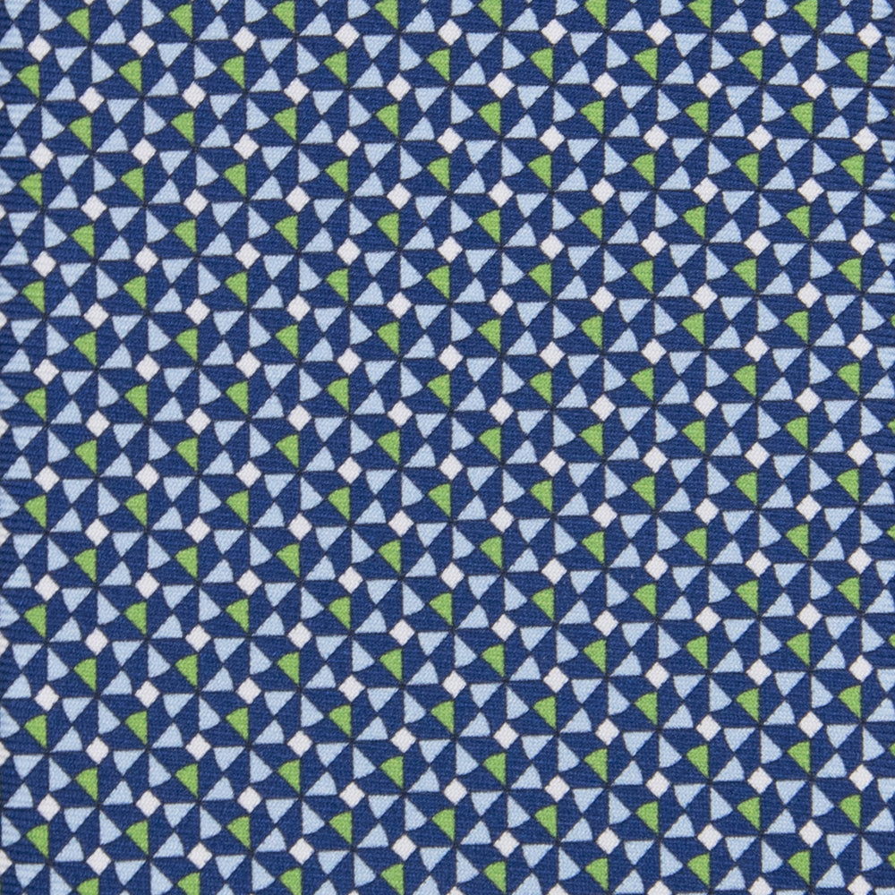3-fold Tie in Geometric Pattern Blue Green Silk-M50028