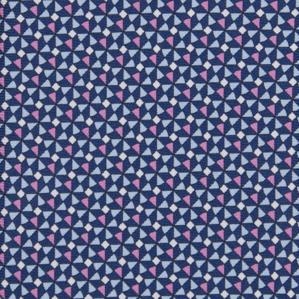 3-fold Tie in Silk Geometric Pattern Blue Pink-M50028